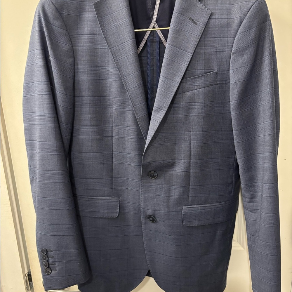 Cole Haan Grand OS Men's Blue Glen Plaid Stretch Blazer